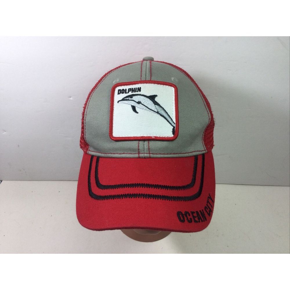 Lucky 7 USA Hat Ocean City Dolphin Red‎ Mesh SnapBack Baseball Cap